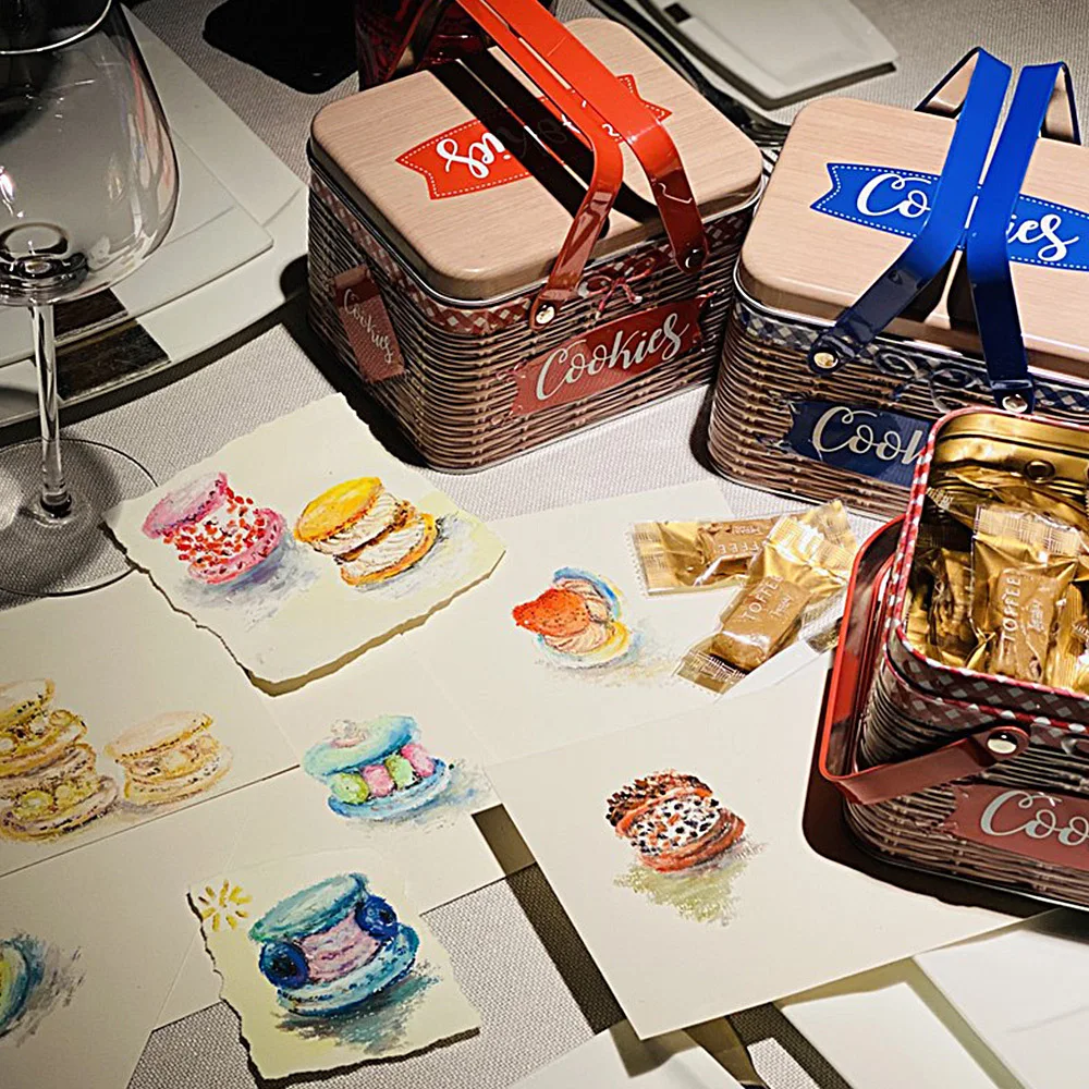 Personalized Airtight Vegetable Basket Shape Wedding Gift Metal Cookie Chocolate Container Rectangle Tin Box With Handle