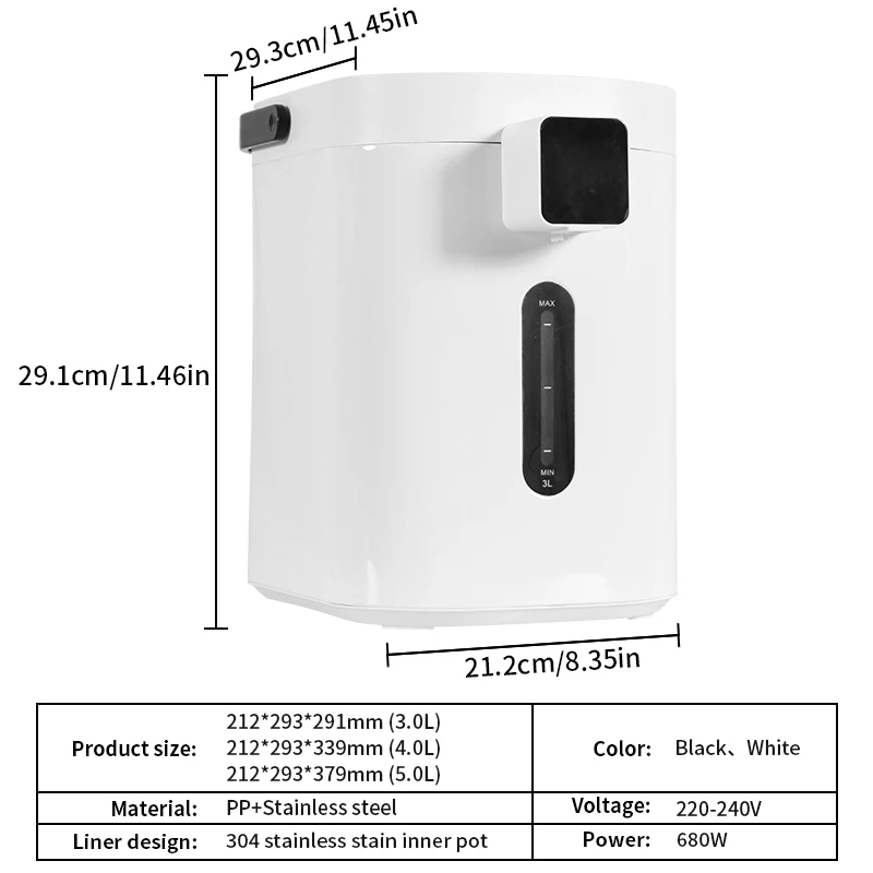 AECCN temperature control commercial household appliance water boiler electric air pot dispenser thermos