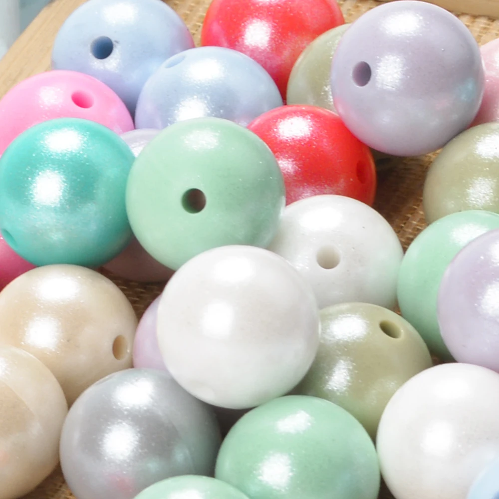 NEW 15mm Round Opal Bead Glossy Food Grade Silicone Shine Beads Bulk for Pens Bracelets