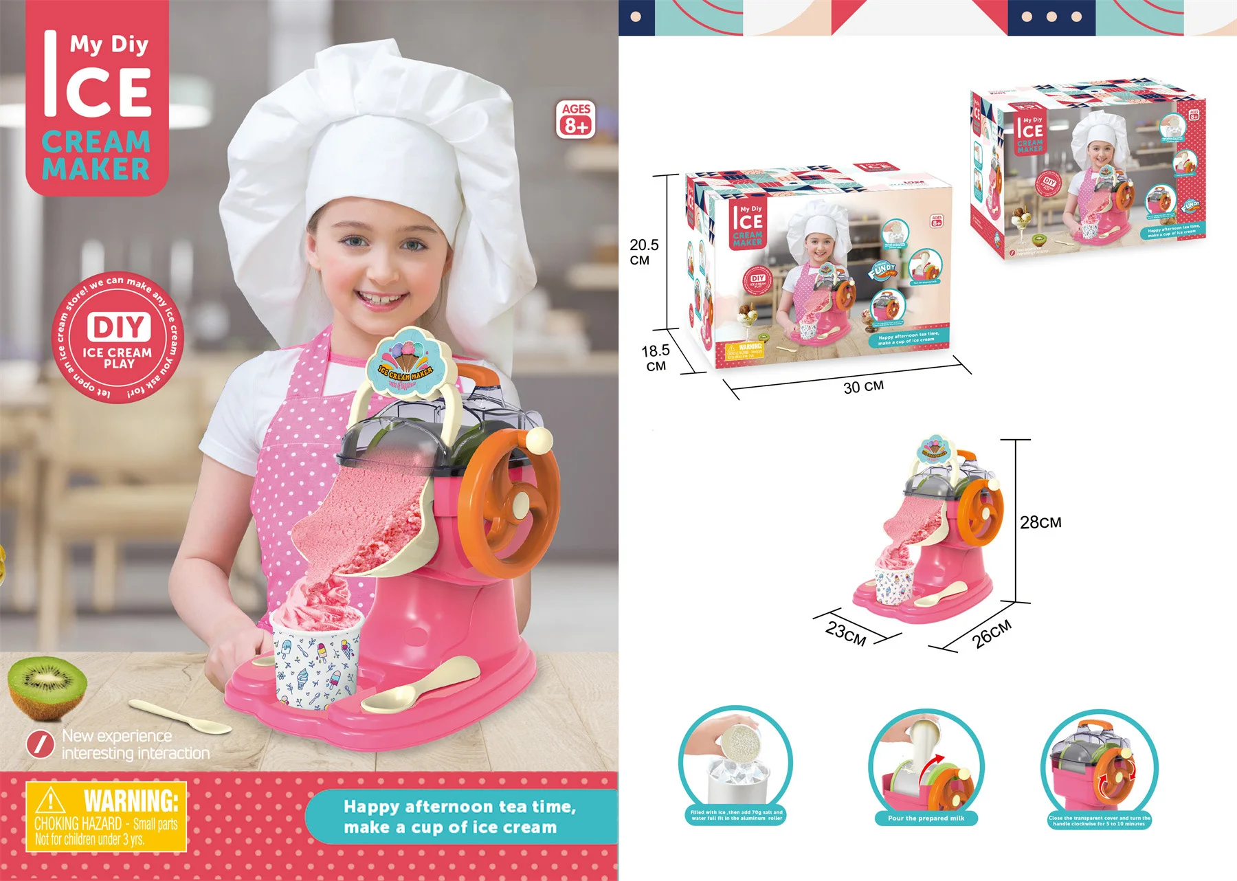 New Arrival Children Pretend to Play Kitchen Toys Game Set DIY Real Ice Cream Machine Game Home Cooking Toys