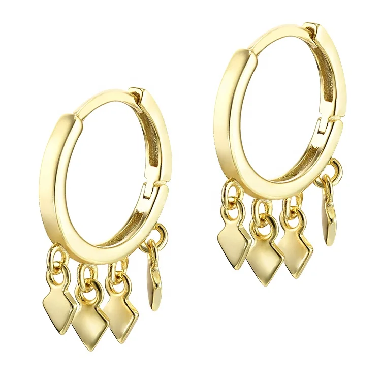 Wholesale 925 Sterling Silver Women Jewellery Sparkling Diamond Drop Earring Dainty Slender Long Earrings For Girls