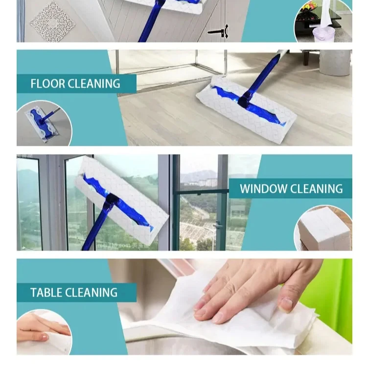 Lookon Wet Wipes Manufacturer Non-woven Kitchen Floor Cleaning Cloth Floor Electrostatic Dusting Cloth Floor Mop Wipes