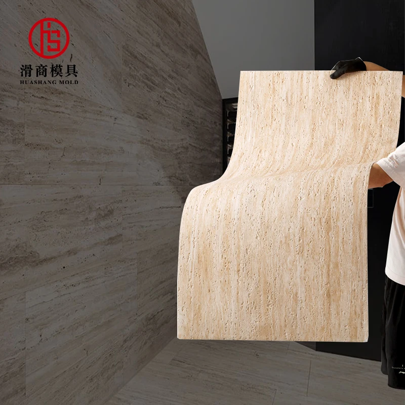 1160*570 mm slate look soft surface large tile indoor living room wall decor mcm travertine flexible tiles