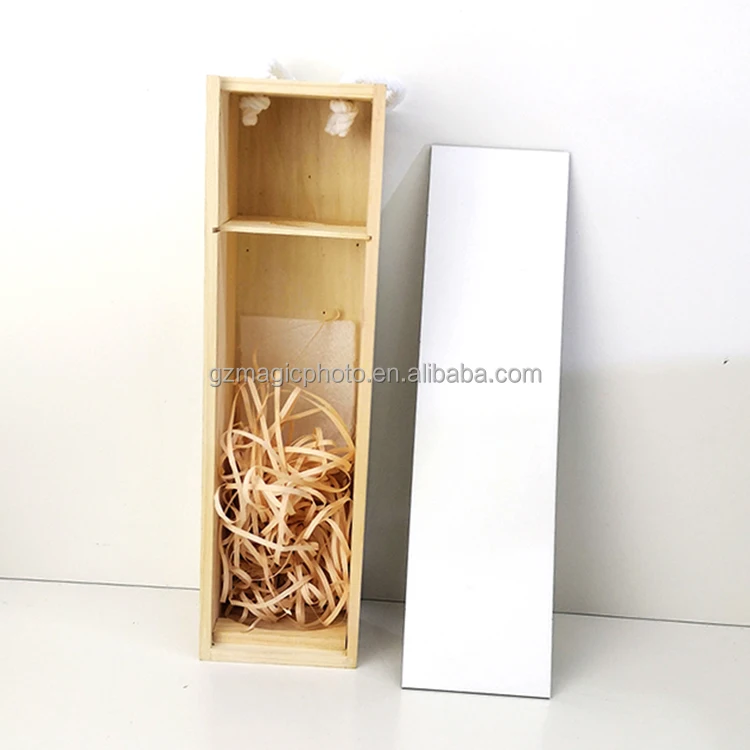 Custom Luxury Wood Gift Box Wooden Wine case Natural Wood Box with sublimation mdf plate