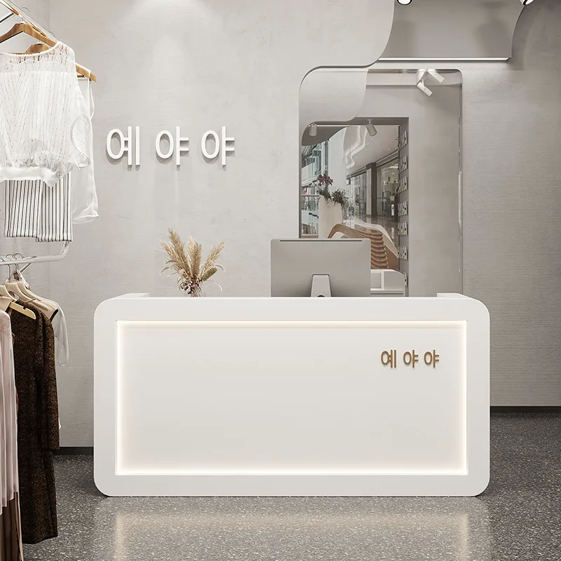 Custom Modern Retail Wooden Boutique Reception Desks Cashier Counter Grocery Clothes Store Cash Register Checkout Counters