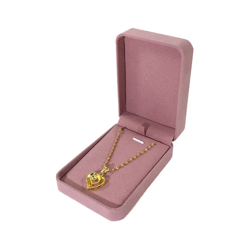 OEM Wholesale Price Velvet Jewelry Box Packaging Pink Ring Earring Chain Necklace Gift Box Hot Stamping Logo Velvet Jewelry Box