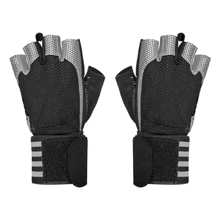  Wholesale Customized Half Finger Gym Gloves With Breathable Anti-slip Extended Wrist