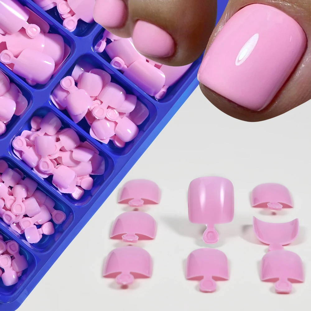 Jingyuan 100pcs/Box Acrylic Toenails Tips Full Cover artificial nails pure Color Foot Fake Toenails Manicure Supplies