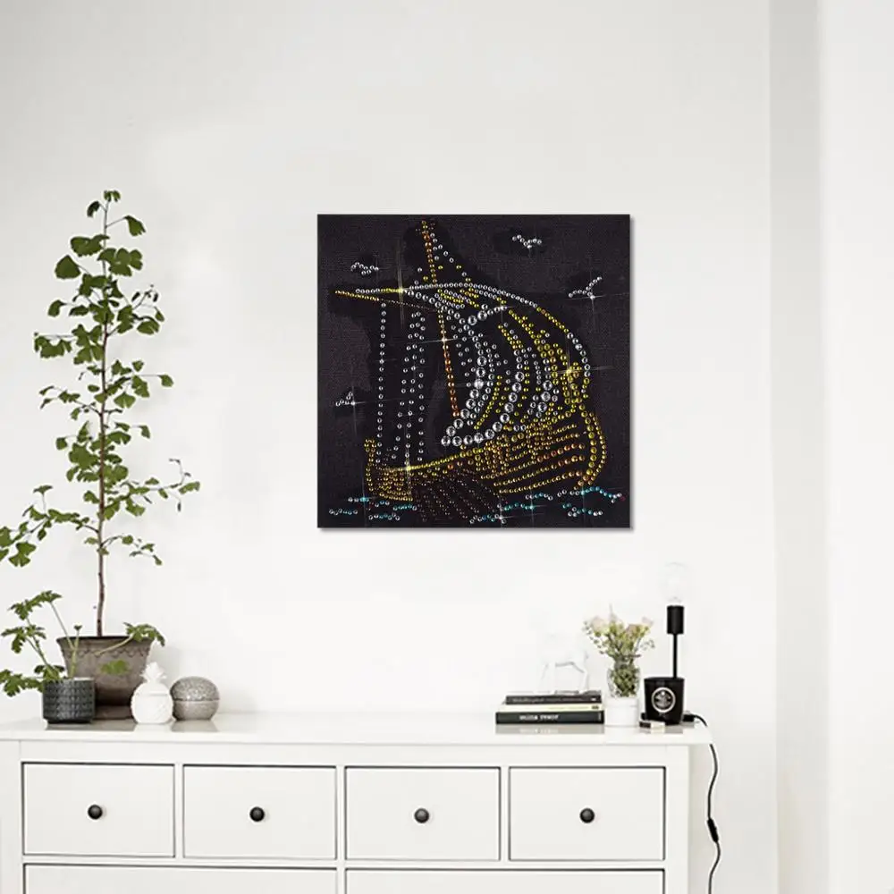 Sailboat diamond painting full drill square diamond painting frameless painting