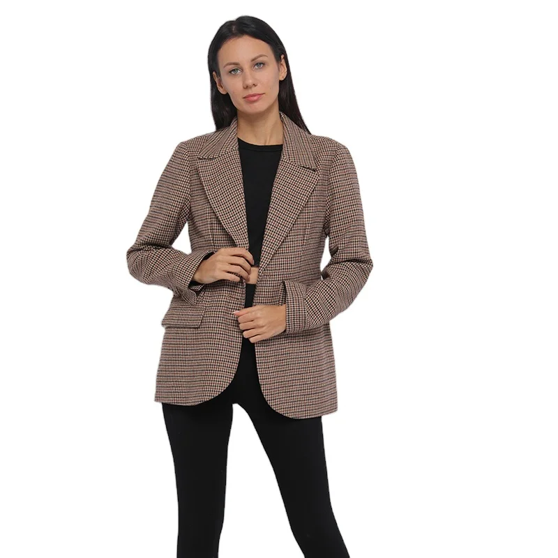 Новая официальная осенне-зимняя женская вязаная куртка Oem в клетку