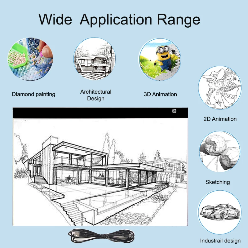Ultra-Thin LED Tracing Light pad USB Power Cable Dimming Brightness Portable A2 A3 A4 LED drawing board for diamond painting