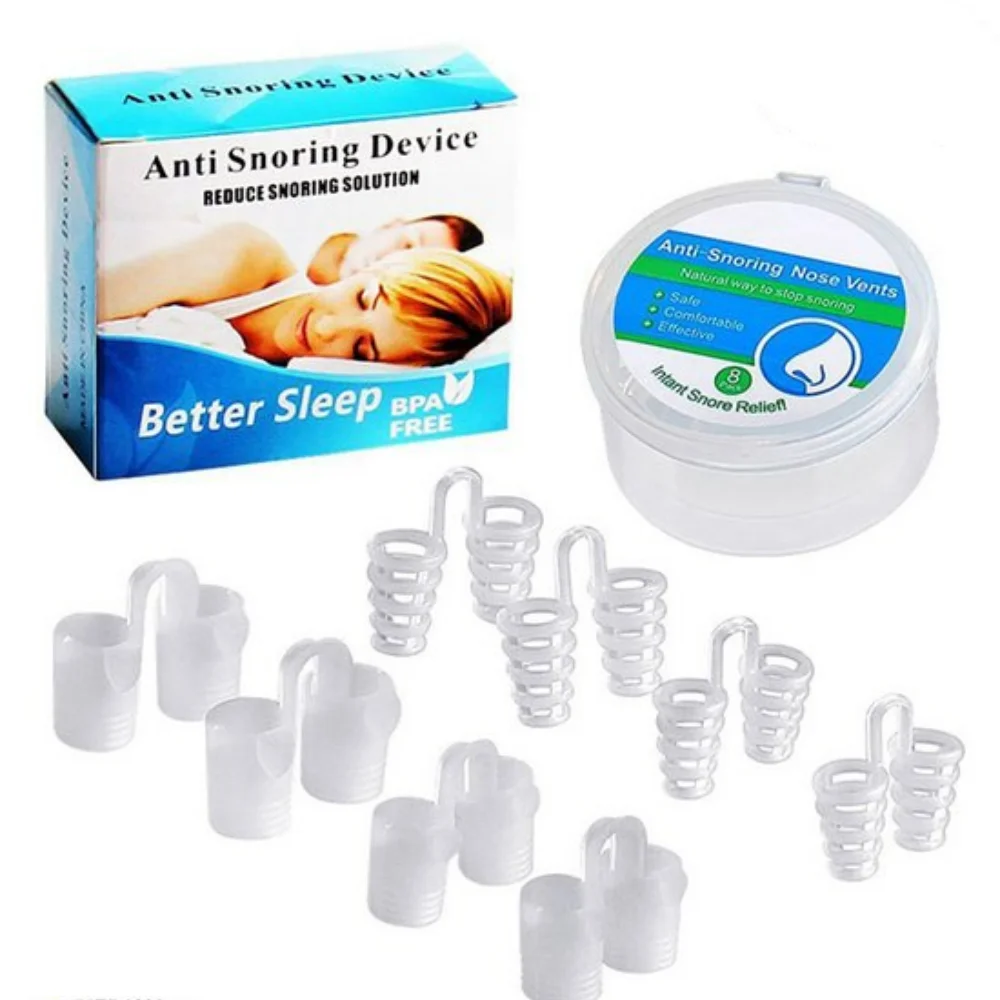 Comfortable Invisible Silicone  Snoring Nose Vents Nose Clips set of 4 pieces with storage box