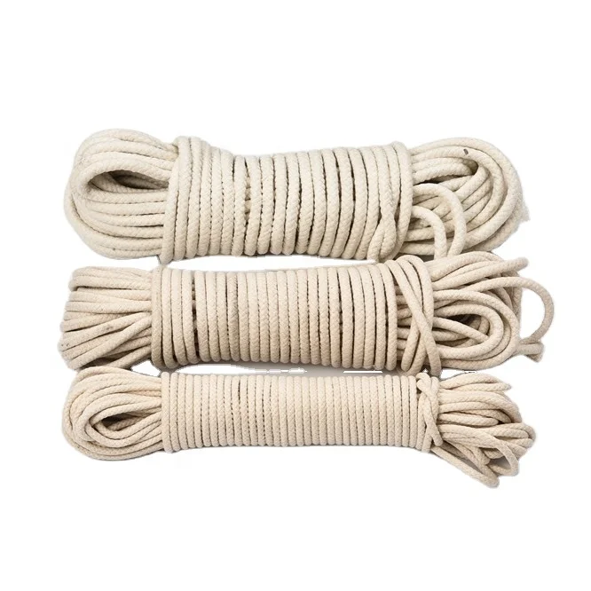 Factory Supply 1-10mm Cotton Halyard Rope 15m 30m 50m Round Cotton Cord Flag Line 100% Cotton Braided Rope