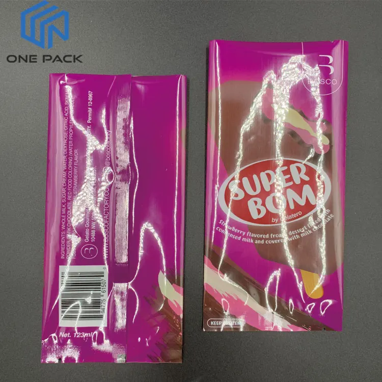 Customized Back Sealed Bag Popsicle Frozen Disposable Plastic Bag For Ice Cream Popsicle ice polly packaging bag