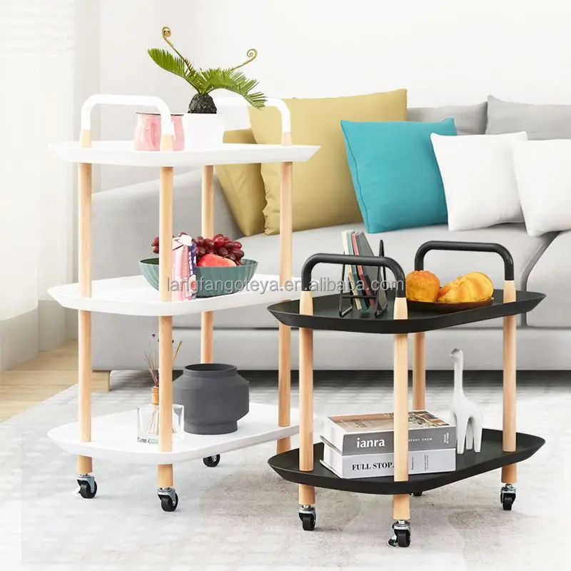 Competitive price Storage cart plastic utility cart rolling trolley 3 tier organizer plastic storage cart for living room