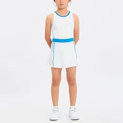 Быстросохнущее дышащее теннисное платье без рукавов для упражнений корейское Спортивное платье Детское теннисное платье с бюстгальтером и шортами