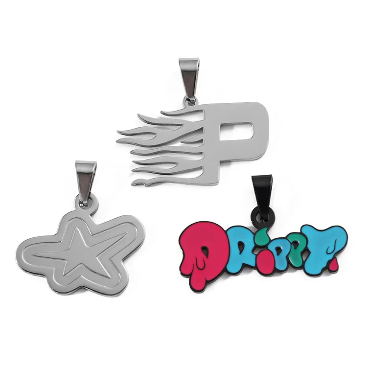 2024 New Fashion Pendant Necklaces Gold Silver Plated Stainless Steel Charms Cute 2d 3D Logo Letter Pendants for Necklace