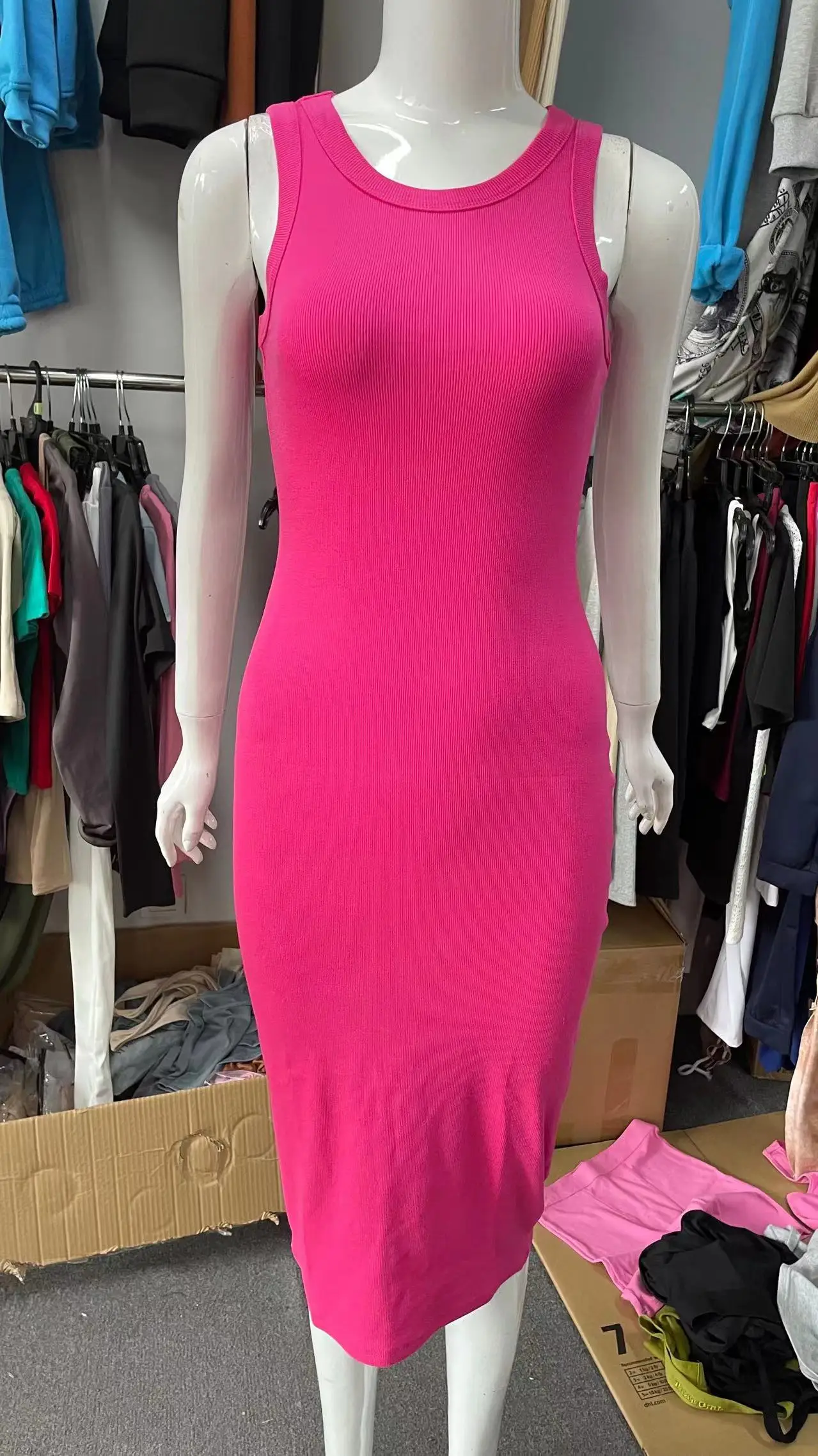 oem famous famous brand american joahs ribbed elegant dresses 2023 summer brown pink mini lounge dress dupe wholesale clothing