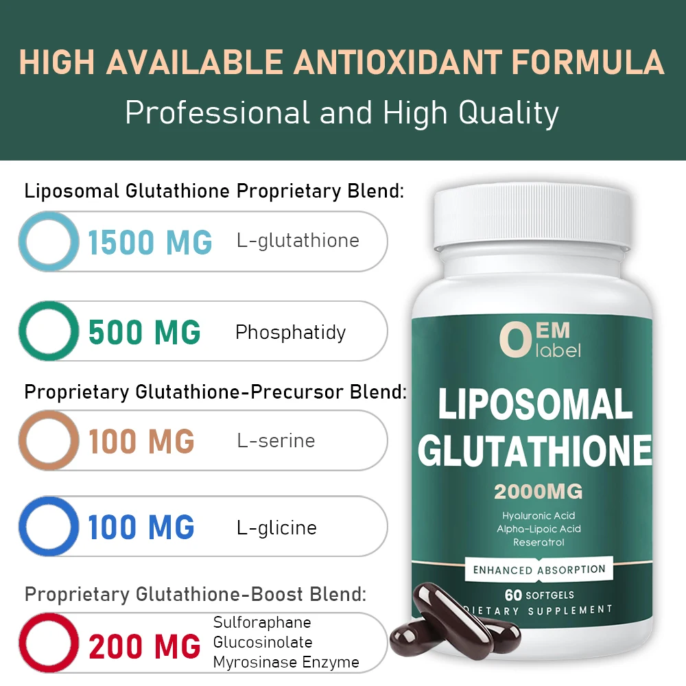 OEM Factory 60pc Custom Formula packaging Soft Capsules Liposomal Glutathione Softgel