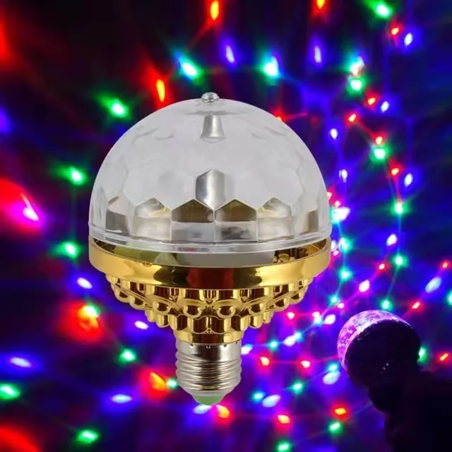 Auto Rotating E27 Rgb Crystal Magic Ball Sound Control Moving Head Dj Disco Party Light Stage Lighting Effect Smart Bulb Lamp