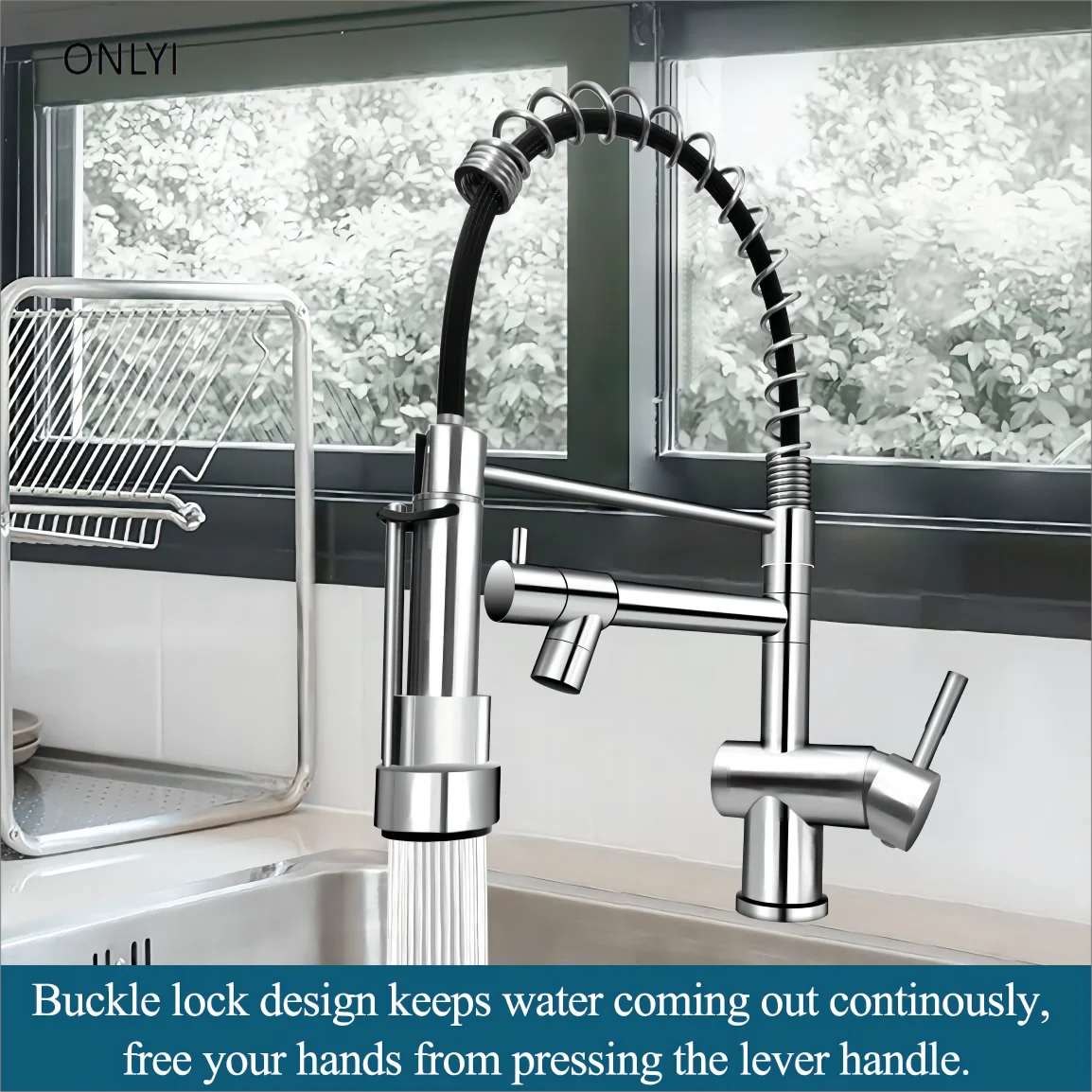 Pull Out Spring Sprayer Dual Spout Kitchen Sink Taps Faucet Classic Kitchen Faucets