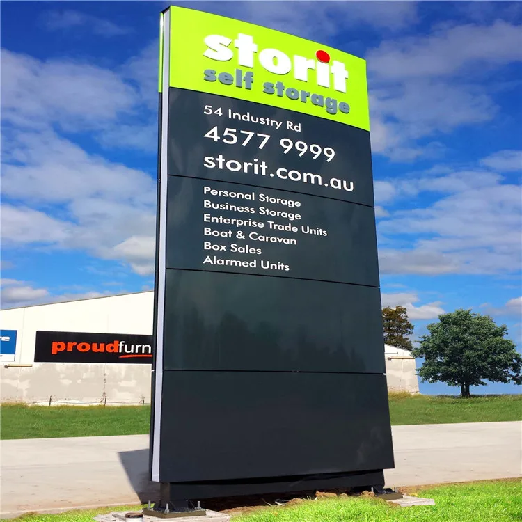 Build up exterior led Monolithic Pylon Signage System for commercial sign