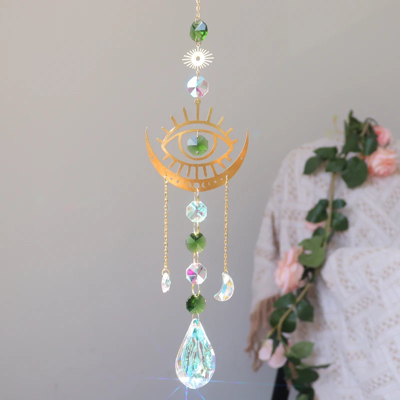 Wholesale Metal Evil Eye Suncatcher Wall Hanging Rainbow Maker Alloy Decoration sun catcher
