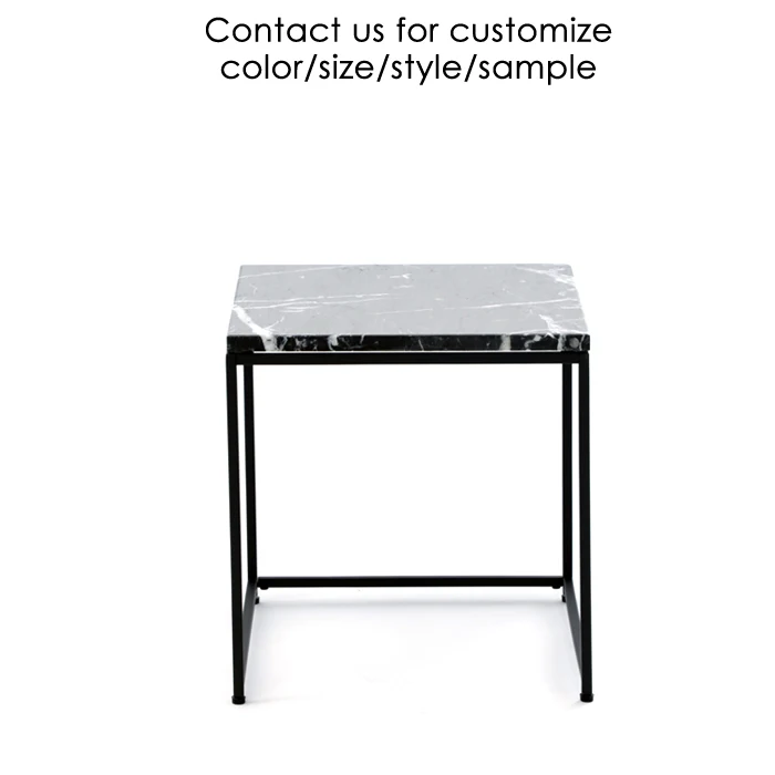 
Square Metal coffee table black base Coffee Table with marble top 