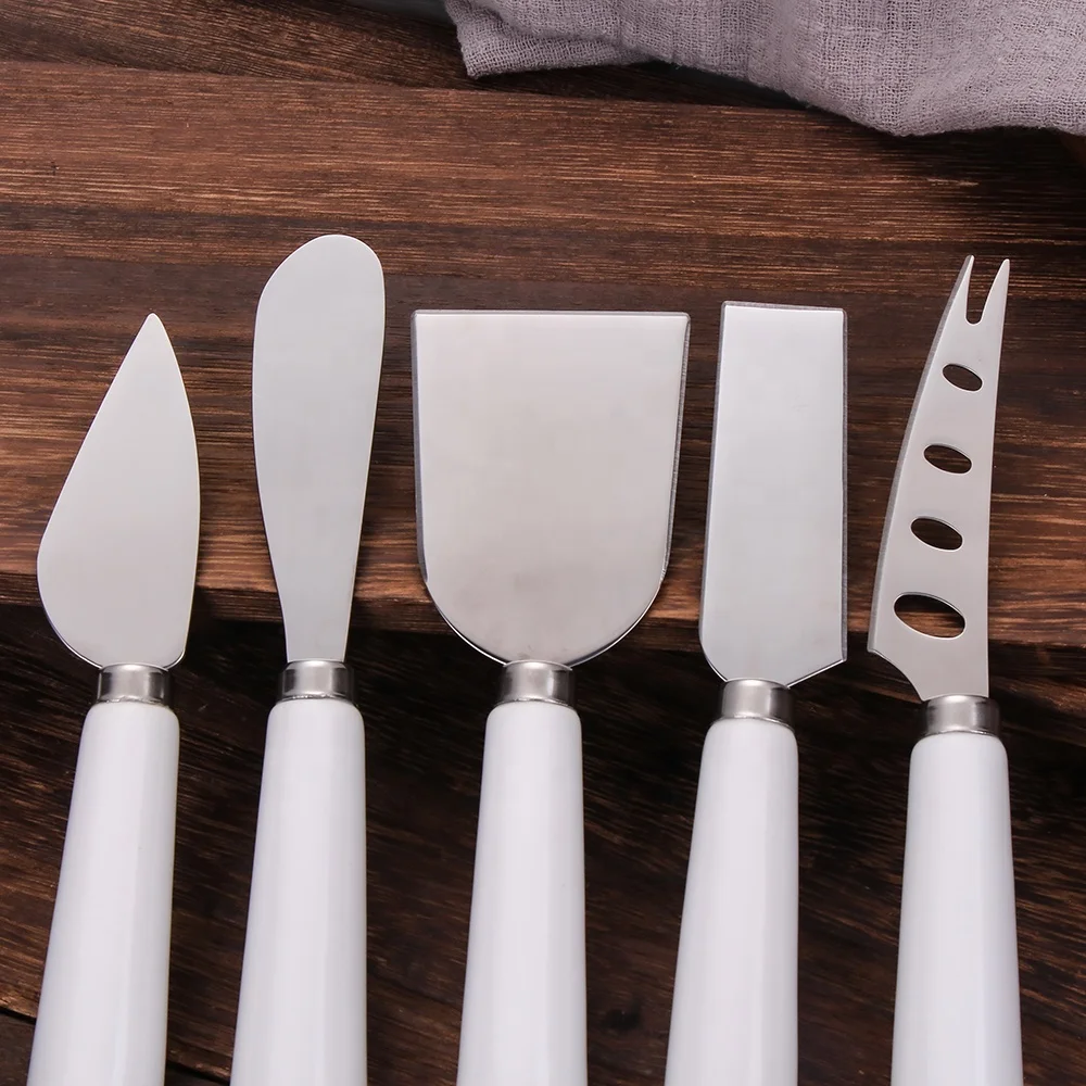 stainless steel butter spreader with porcelain handle customized decal cheese bread butter knife spread cookie spatula set