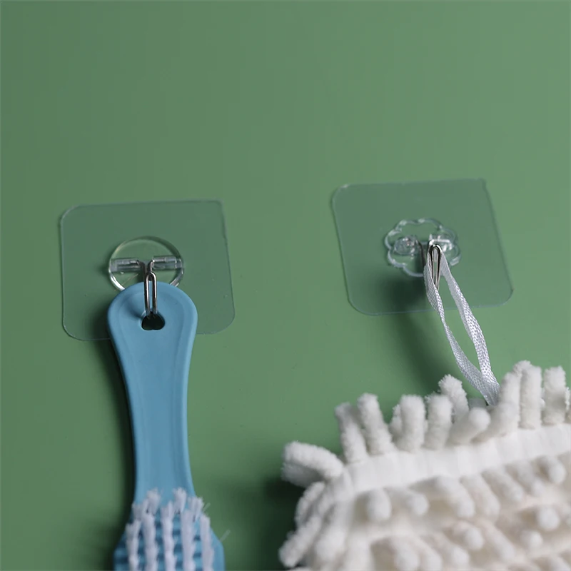 Perforation-free transparent hook multi-functional household wall traceless sticky hook kitchen bathroom door strong hook