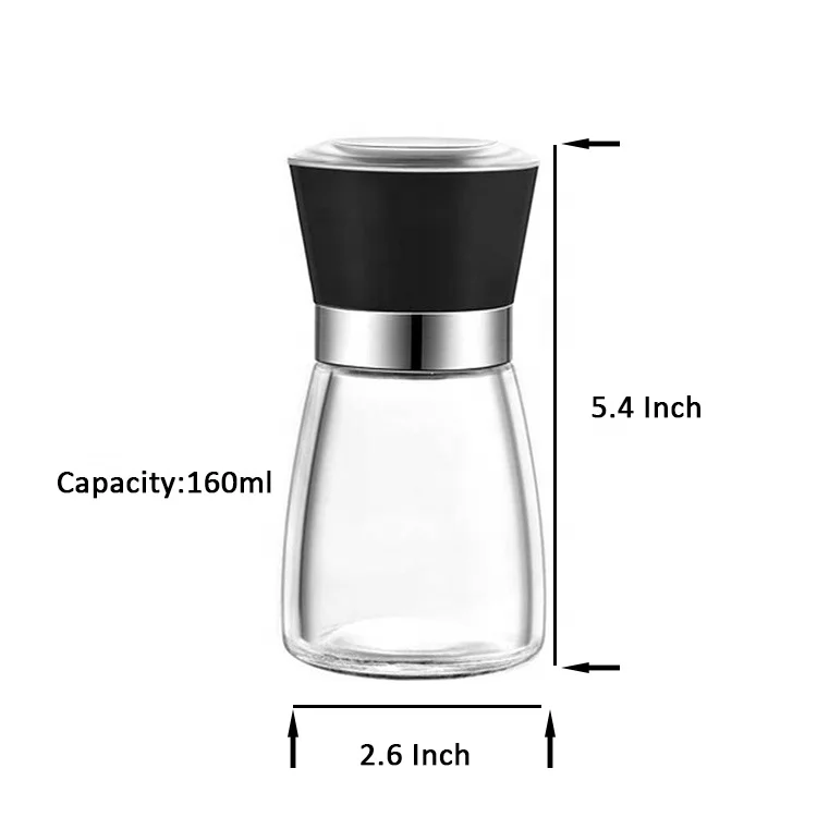 Factory Direct Sale Plastic Glass Manual Salt and Pepper Grinder Set