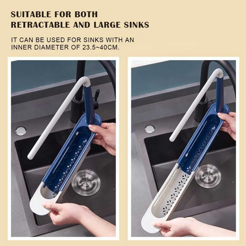 Kitchen Plastic Retractable Dishcloth Sponge Storage Shelf Holder Foldable Over Sink Drain Basket Telescopic Sink Rack