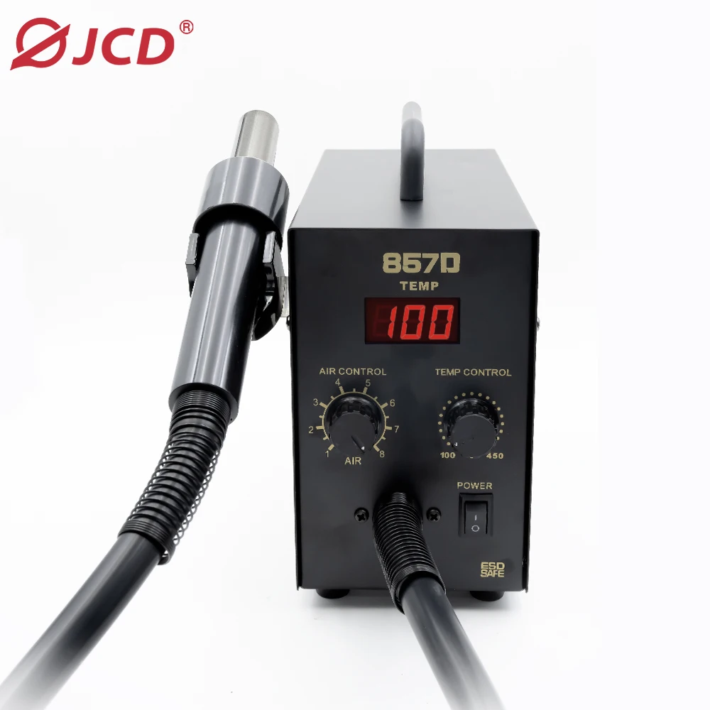 JCD 857D Soldering Station Rework Station Hot Air Gun Welding Repair Soldering Iron Tools 2 in 1 LED Digital Station 600w Engine