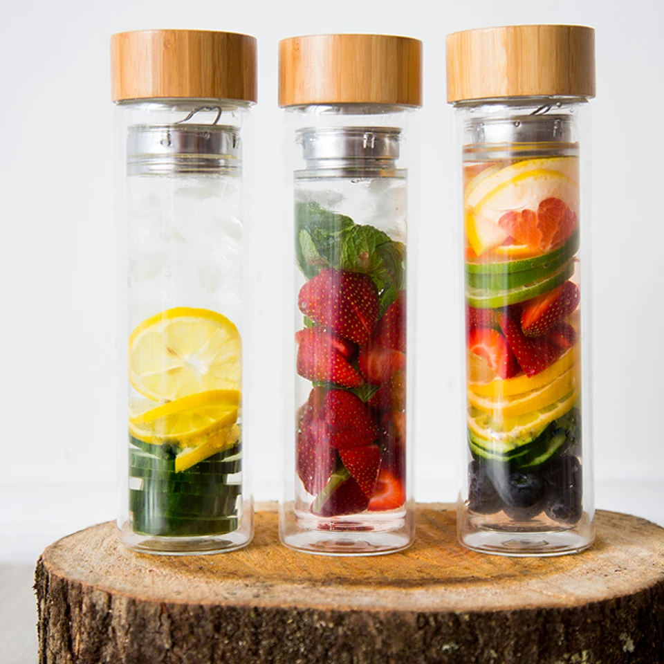 GA6000 BPA Free Hot Sale Insulated Double Wall Glass Tea Cups Wholesale with Tea Filter