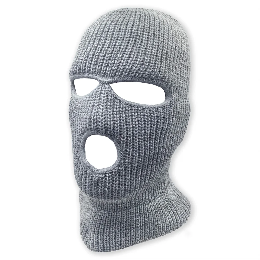 Wholesale Knitted Full Face Mask 3 Hole Custom Designer Ski Mask with Embroidery Logo Wool Skimask Balaclava