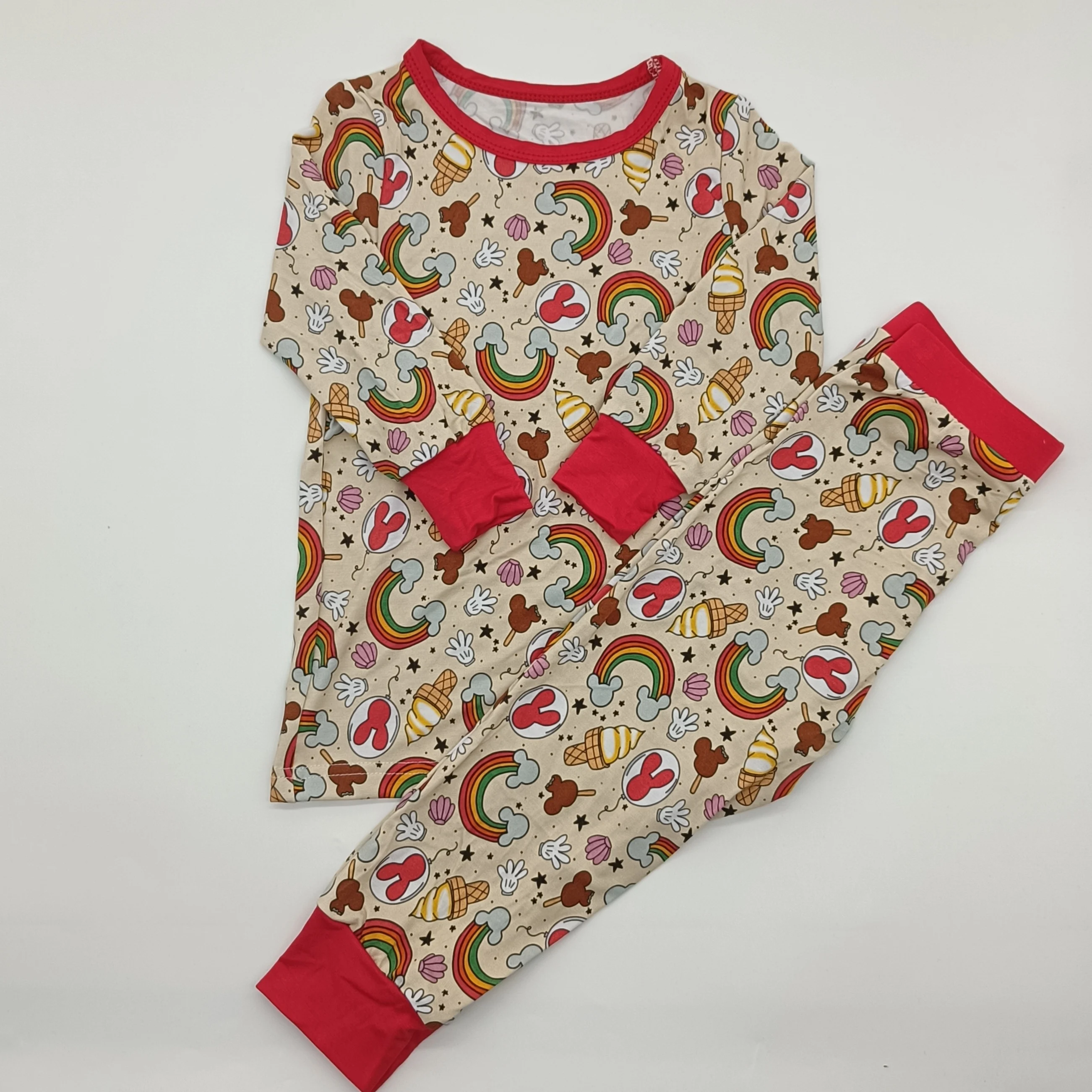 Breathable Comfortable Bamboo  baby fruit pattern long sleeve Baby children clothing 2pcs sets