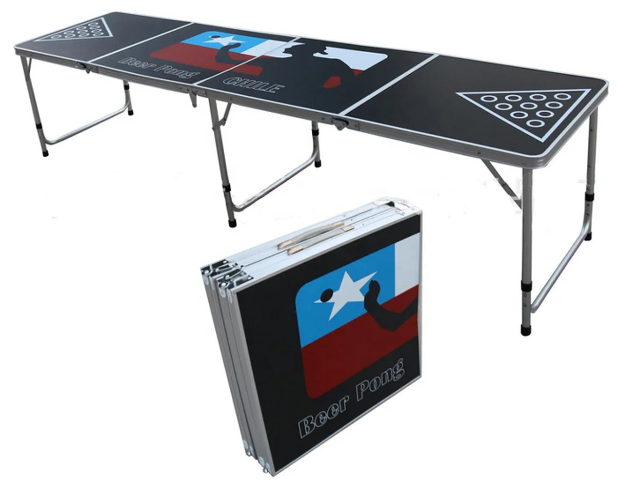 YILU Party Pong 8-Foot Folding Beer Game Table Portable Beer Pong Table Foldable Optional Cup Holes & LED Lights