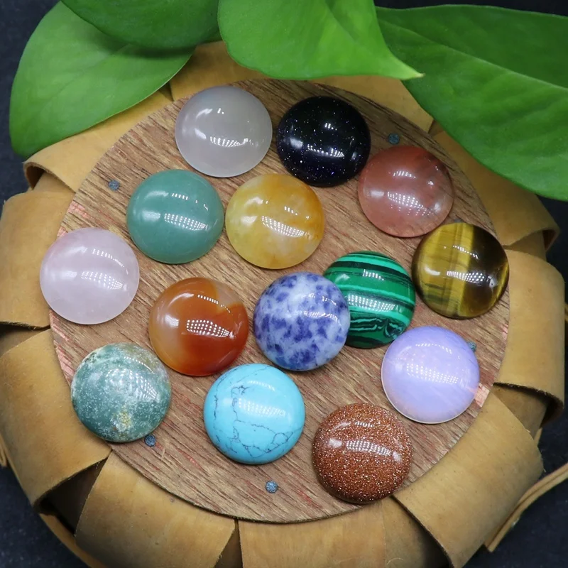 20mm round Cabochon loose bead Natural Agate crystal gemstone no hole beads for DIY sticky diamond jewelry material