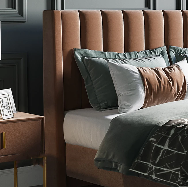 Mornadi Color New Product Fabric Luxury Design Modern King Size Bed