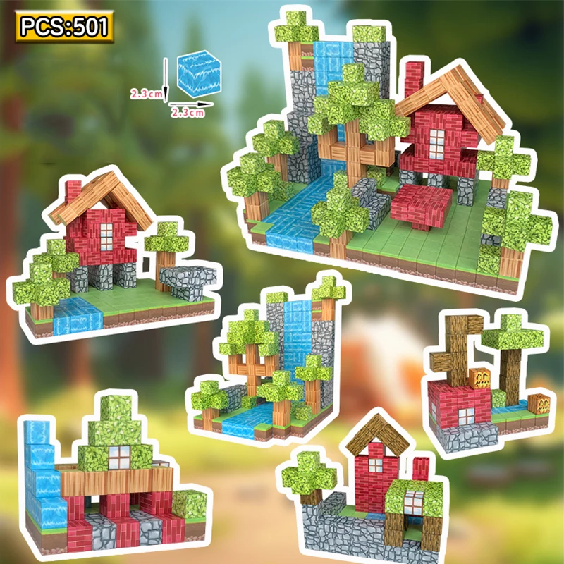 3D Magnetic Building Cubes mine World Magnetic Cube Blocks Puzzle Toy Set for Children Stem