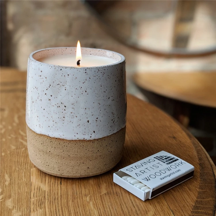 Fashion simple design wedding hotel decoration matte small custom ceramic candle jar