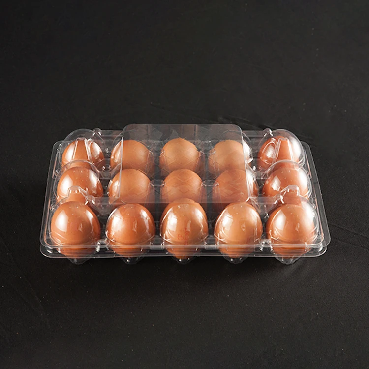 High Quality 15 Holes Disposable Pet Transparent Plastic Clamshell One-piece Egg Cartons for Fresh Storage