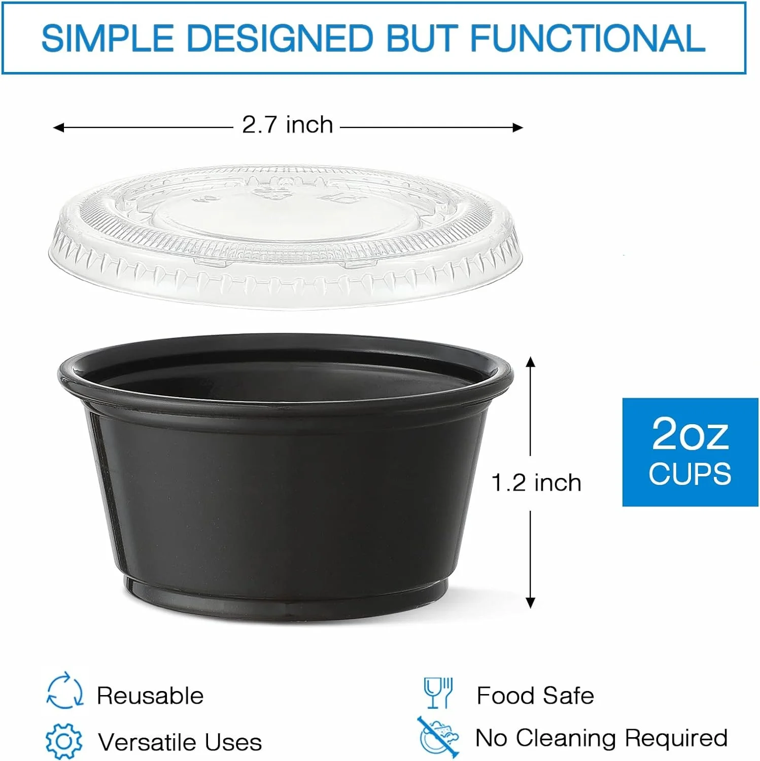 0.75oz 1oz 2oz 3.25oz 4oz 5.5oz disposable condiment pudding plastic small containers portion sauce cup with lids