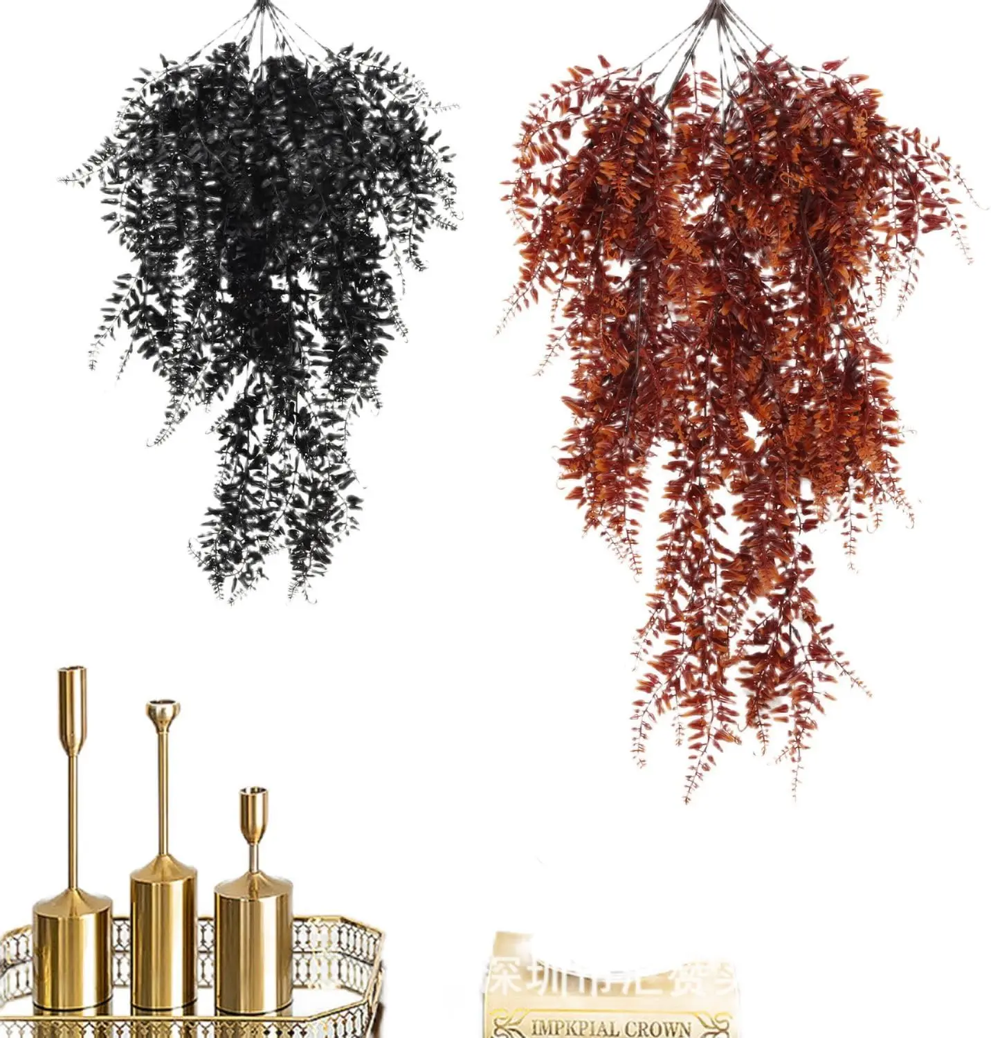 Halloween & Thanksgiving Indoor/Outdoor Decorations Artificial Boston Ferns Plastic Grass Plants