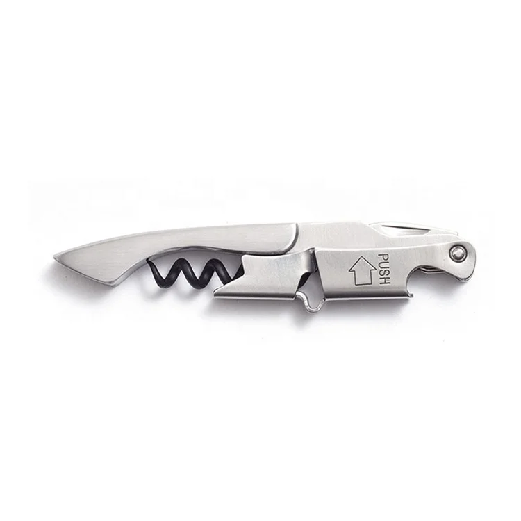 Double lever steel handle beer wine bottle opener corkscrew for custom logo
