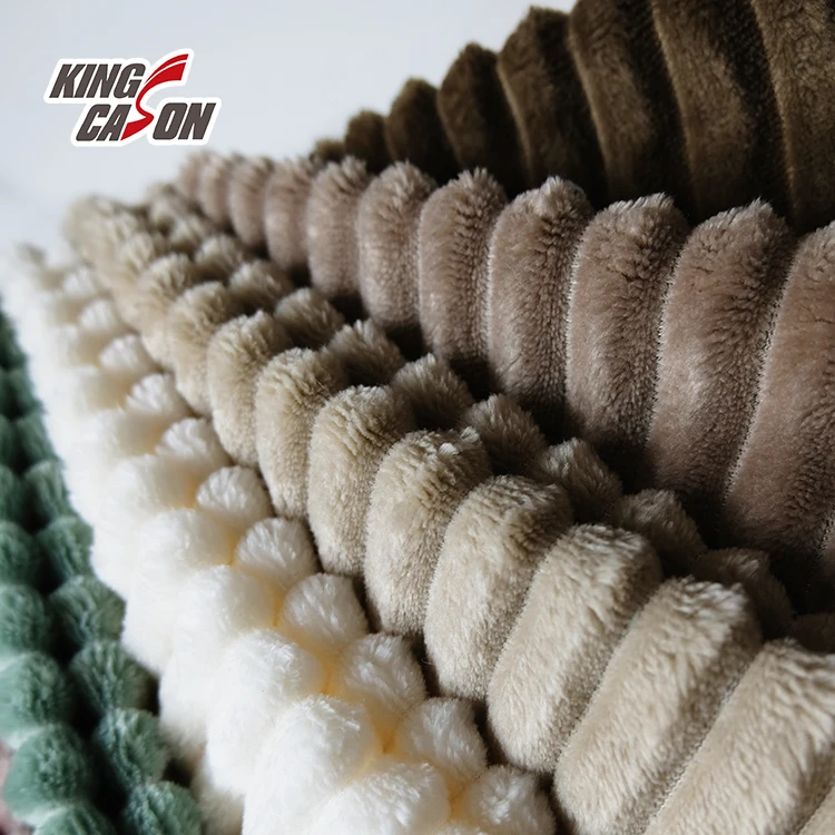 Kingcason Chinese Factory High Quality Anti-Static Fuzzy Fluffy Thick Stripe Flannel Fleece Fabric For Home Textile-Cushion