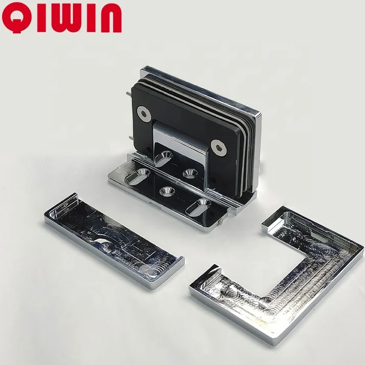 QIWIN new style Invisible Screw Wall Mount Frameless Shower door hardware Brass Shower Door Glass Hinge