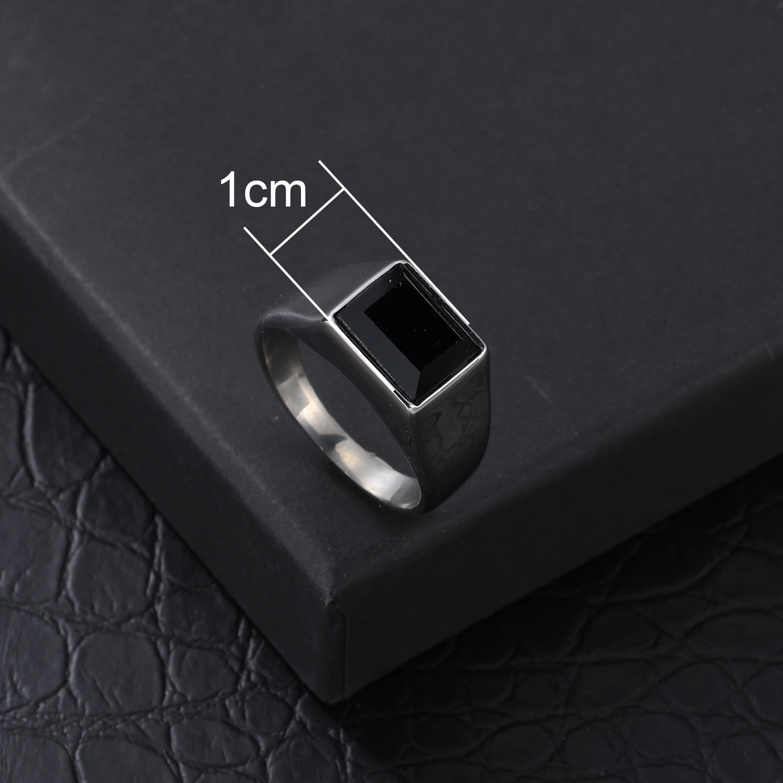 Trendy Stainless steel Black Zircon Male Ring Punk Style Geometric Ring Men Party Jewelry Accessories