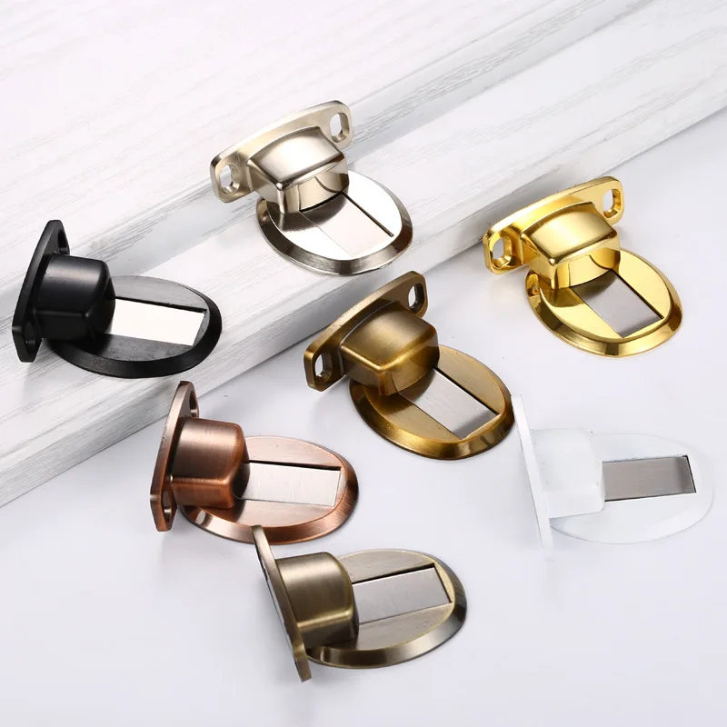 3M Adhesive No Drilling Floor Mount Magnetic Door Stopper - Invisible Magnetic Door Stops Wall Prop Hold Open Door Stop