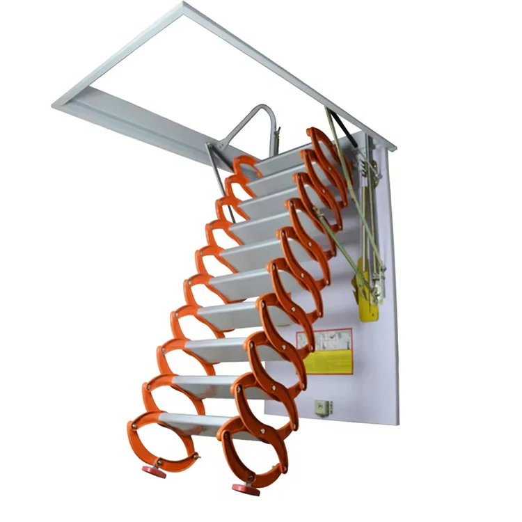 Loft Extension Scissor Ladder Attic Hidden Aluminum Alloy Telescopic Stairs Pull Down Single Step Ladder